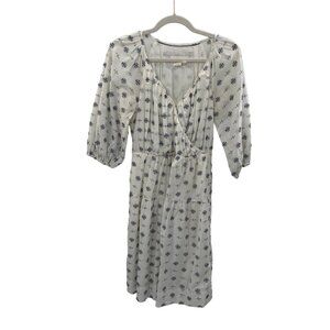 by Anthropologie Marcie Textured Tunic Dress Womens XS White Blue‎ Pockets Lined